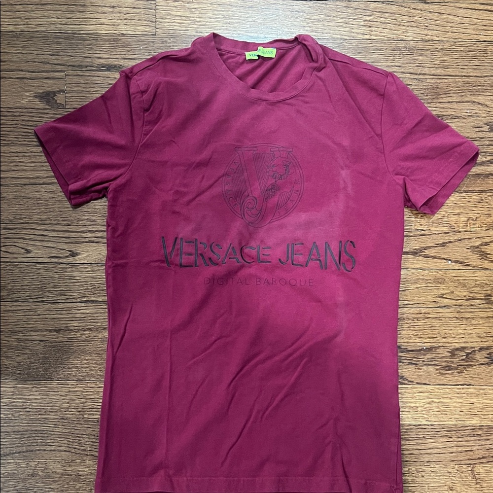 Versace Men's Dark Red Short Sleeve Tee